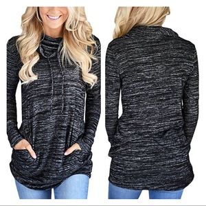 SALES Space Dye Funnel Neck Long Sleeve Sweatshirt